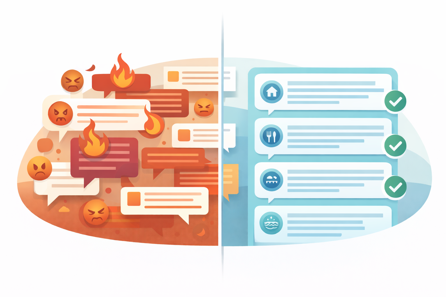 Split: chaotic social feed vs calm verified community feed