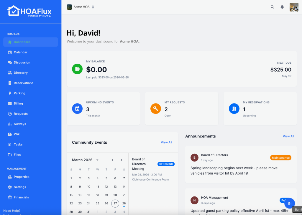 HOAFlux Dashboard